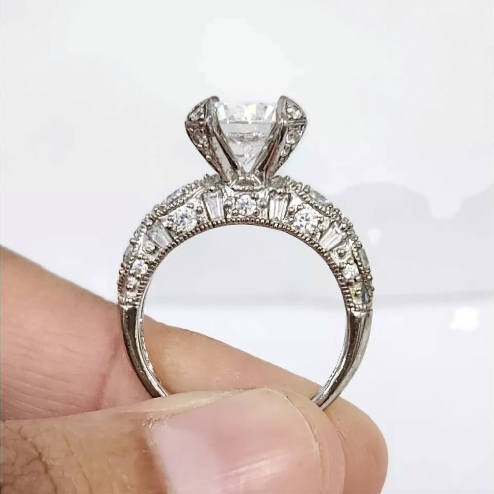 Solitaire Ring Simulated Diamond Sterling Silver … - image 3